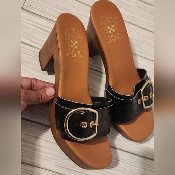 Vince Camuto Corlanda Croc Platform Sandal in Black Size 9.5 - Picture 4 of 14